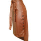 Buttoned Slit PU Leather Midi Chocolate Skirt