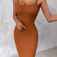 ChicMe ShapeSculpt Basic Lounge Slip U Neck Long Dress Elegant Sleeveless Ribbed Bodycon Maxi Dresses