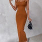 ChicMe ShapeSculpt Basic Lounge Slip U Neck Long Dress Elegant Sleeveless Ribbed Bodycon Maxi Dresses