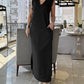 V Neck Pocket Design Slit Casual Dress