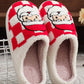 Fiery Red Checkered Santa Claus Graphic Plush Home Slippers