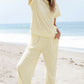 Apricot Metallic Lattice Textured Casual Two Piece Set