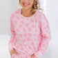 Pink Valentine Heart Shape Print Long Sleeve Top Shorts Lounge Set