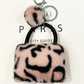 Pink Plush Animal Print Mini Bag Keychain