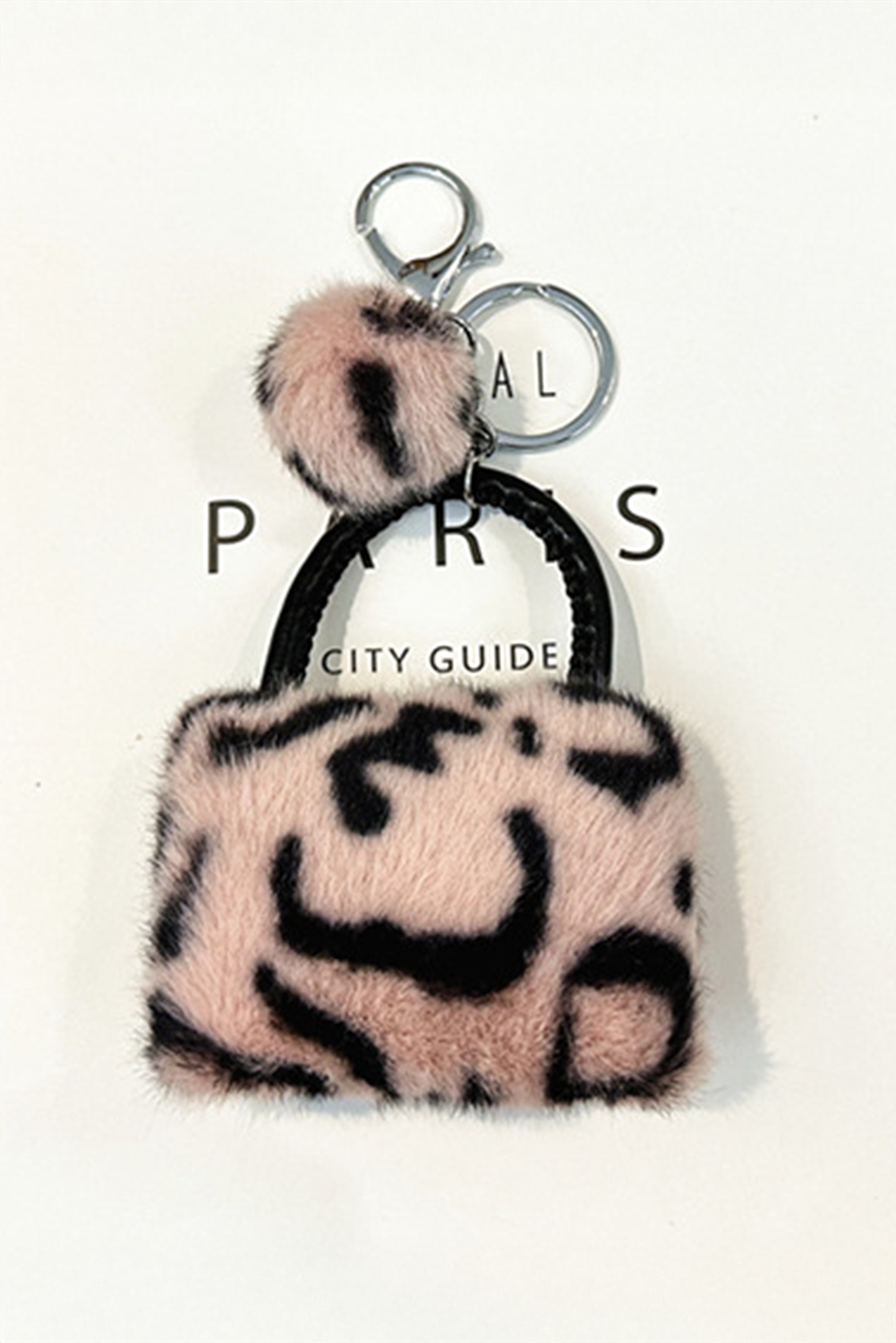 Pink Plush Animal Print Mini Bag Keychain