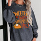 Gray Sweeter Than Pumpkin Pie Graphic Thanksgiving Corded Sweatshirt