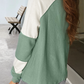 Mint Green Ribbed Colorblock Patchwork Raglan Long Sleeve Top