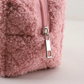 Pink Quilted Checkered Plush Zipped Makeup Bag