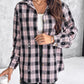 Plaid Print Rhinestone Button Down Shirt Top