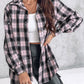 Plaid Print Rhinestone Button Down Shirt Top