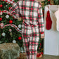 Red Christmas Plaid Allover Top and Pants Lounge Set