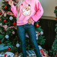 Pink Shiny Father Christmas Graphic Sequin Long Sleeve Top