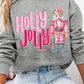 Gray HOLLY JOLLY Nutcracker Print Crew Neck Christmas Sweatshirt