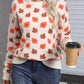 White Fall Leaves Pattern Crew Neck Sweater