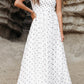 White Polka Dot Flutter Sleeve Square Neck Smocked Maxi Dress