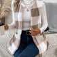 Plaid Pattern Pocket Design Teddy Vest Coat