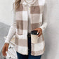 Plaid Pattern Pocket Design Teddy Vest Coat