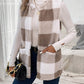 Plaid Pattern Pocket Design Teddy Vest Coat