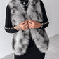 Tie Dye Pattern Open Front Fluffy Vest Coat