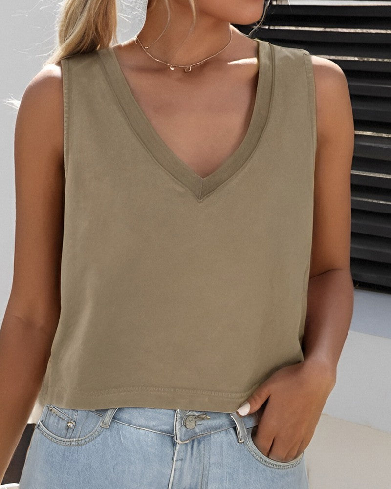 V Neck Casual Sleeveless Top