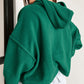 Dark Green Sherpa Fleece Drop Shoulder Hoodie