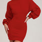 O neck Lantern Sleeve Mini Bodycon Sweatshirt Dress