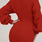 O neck Lantern Sleeve Mini Bodycon Sweatshirt Dress