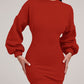 O neck Lantern Sleeve Mini Bodycon Sweatshirt Dress