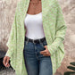 Colorful Waffle Knit Open Front Coat Batwing Long Sleeve Cardigan