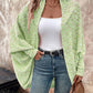 Colorful Waffle Knit Open Front Coat Batwing Long Sleeve Cardigan