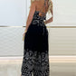 2 Pieces Outfits Tribal Print Keyhole Neck Sleeveless Top and Wide Leg Tied Detail Slit Pants Sets