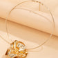 Gold Plated 3D Flower Hoop Necklace