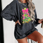 Gray Stunning Christmas Tree Printed Drop Shoulder Corded Sweatshirt