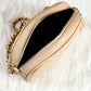 Oatmeal Chevron Stitch PU Leather Chain Strap Shoulder Bag