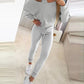 3PCS/Set Ribbed Tank Top & Skinny Pants With Skew Neck Drawstring Hem Top