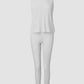 3 Piece Ribbed Tank Top and Crewneck Long Sleeve Tops High Waist Pants Tracksuit