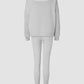 3 Piece Ribbed Tank Top and Crewneck Long Sleeve Tops High Waist Pants Tracksuit