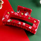 Racing Red Cartoon Christmas Pattern Print Hollow Out Hair Clip