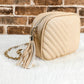 Oatmeal Chevron Stitch PU Leather Chain Strap Shoulder Bag