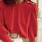 Round Neck Long Sleeve Button Decor Sweatshirt