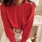 Round Neck Long Sleeve Button Decor Sweatshirt