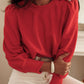 Round Neck Long Sleeve Button Decor Sweatshirt