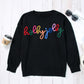 Black Holly Jolly Round Neck Casual Sweater