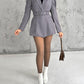 Notched Collar Puff Sleeve 2 in 1 Blazer Romper With Detachable Belt