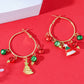 Gold Christmas Tree Bell Plate Alloy Hook Earrings