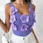 Floral Pattern Beaded Knit Tank Top