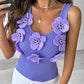 Floral Pattern Beaded Knit Tank Top