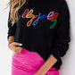 Black Holly Jolly Round Neck Casual Sweater