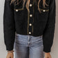 Black Shimmer Flap Pocket Button up Cardigan