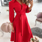 Lantern Sleeve Casual Shirt Dress